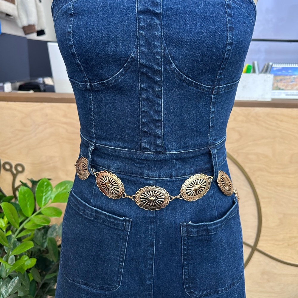 Western Gold Oval Linked Chain Belt